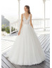 Beaded V Neck Ivory Lace Tulle Chic Wedding Dress